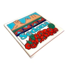 Sedona Art Tile 6" Red Desert Flowers Cathedral Rock National Park Navajo MCM AZ