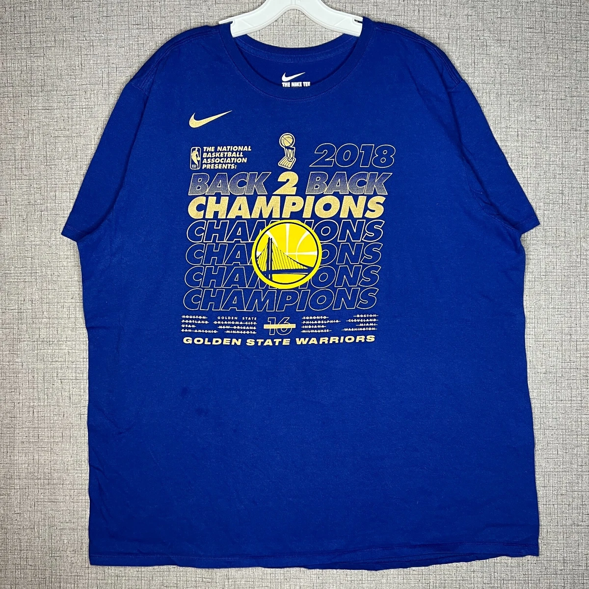 asistencia etc. desinfectar Nike Golden State Warriors T Shirt Adult XXL Blue Mens Back 2 Back  Champions | eBay