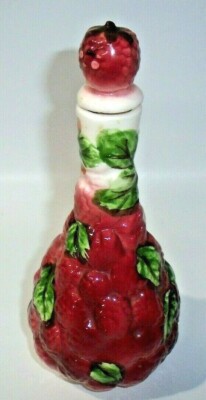Vintage Majolica Raspberry Figural Cruet 7'' Tall, Italy, Rare!