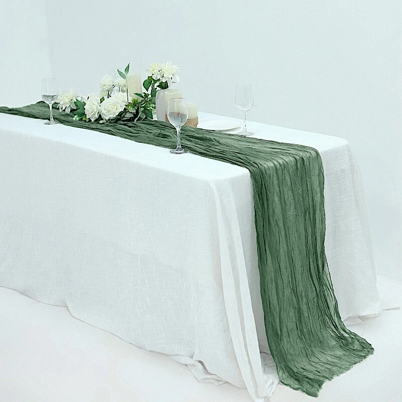 MOSS GREEN 10 ft Cheesecloth EXTRA LONG TABLE RUNNER - Cotton