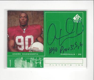 1998 SP Authentic Player's Ink Green Andre Wadsworth AUTOGRAPH Cardinals