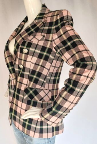 VERONICA BEARD Miller Dickey Blazer in Pink Black Green Plaid Jacket Size 8 - Picture 14 of 14