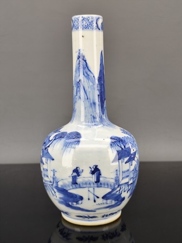 Antique Chinese Qing Dynasty Blue and White Porcelain Vase 18 - 19th Century - Picture 12 of 16