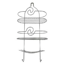 3-Tier Silver Chrome Shower Caddy Hooks Swirl Design For Bathroom Organization