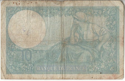 FRANCE BANKNOTE 10 P84 11.07.1940 F - Picture 2 of 2