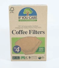 If You Care NO 4 Unbleached Chlorine-Free Coffee Filters 100 Brown Cone
