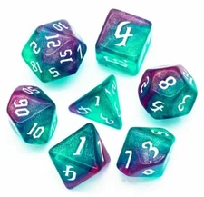 Aurora Borealis 7 Dice Set Poly RPG DnD Dungeons Dragons AD&D Pathfinder d20
