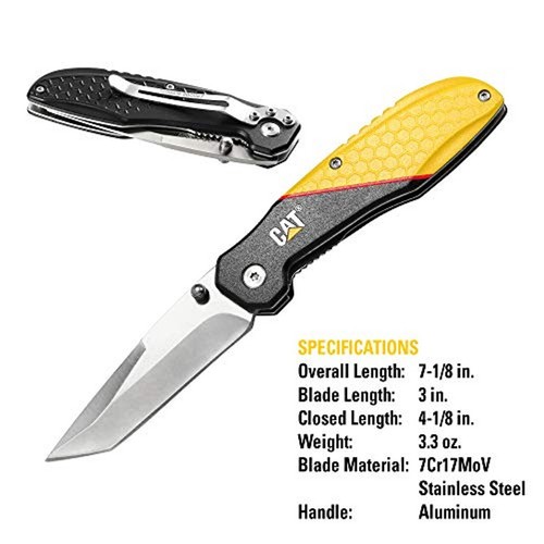 Caterpillar Linerlock Folding Pocket Knife Tanto Blade CAT980047 - Picture 2 of 2