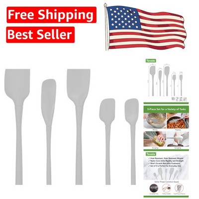 Versatile 5-Piece Silicone Utensils Set - Heat Resistant, Ergonomic, Oyster Gray