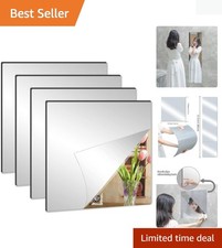 4PCS Modern Acrylic Wall Mirror Tiles, 8''x8'' Each - Perfect for Stylish Decor