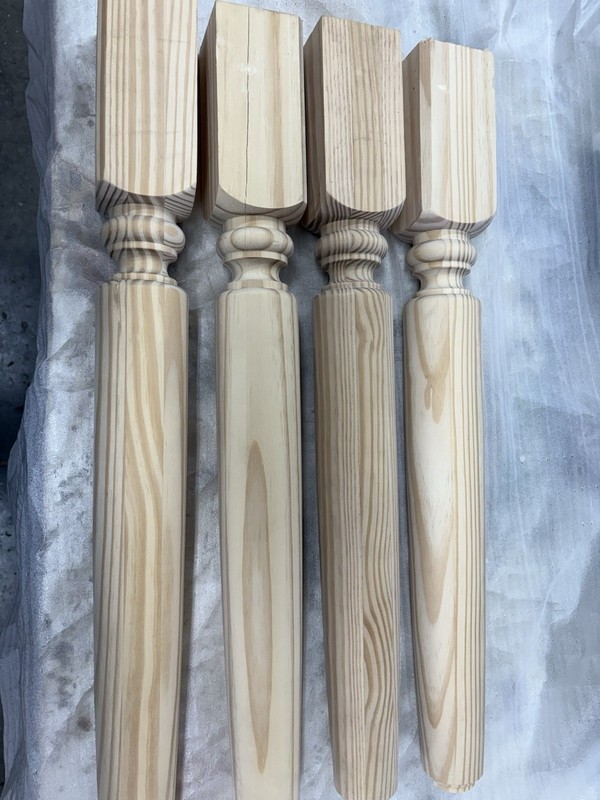 4- 29"   CLEAR PINE TABLE LEGS WOODEN TURNED WOOD NEVER USED.