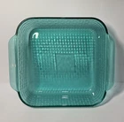 Vintage Pyrex Peacock Teal Basketweave 2 Quart Baking Dish 8"x8"x2" Made in USA