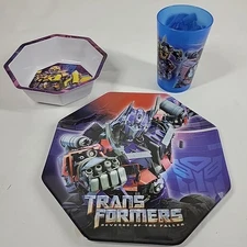 Transformers Plate Bowl Cup Set Revenge Of The Fallen 2009 Melamine Zak Designs 