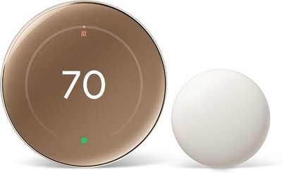 Google Nest Learning Thermostat 4th Gen w/ Temperature Sensor Polished Gold