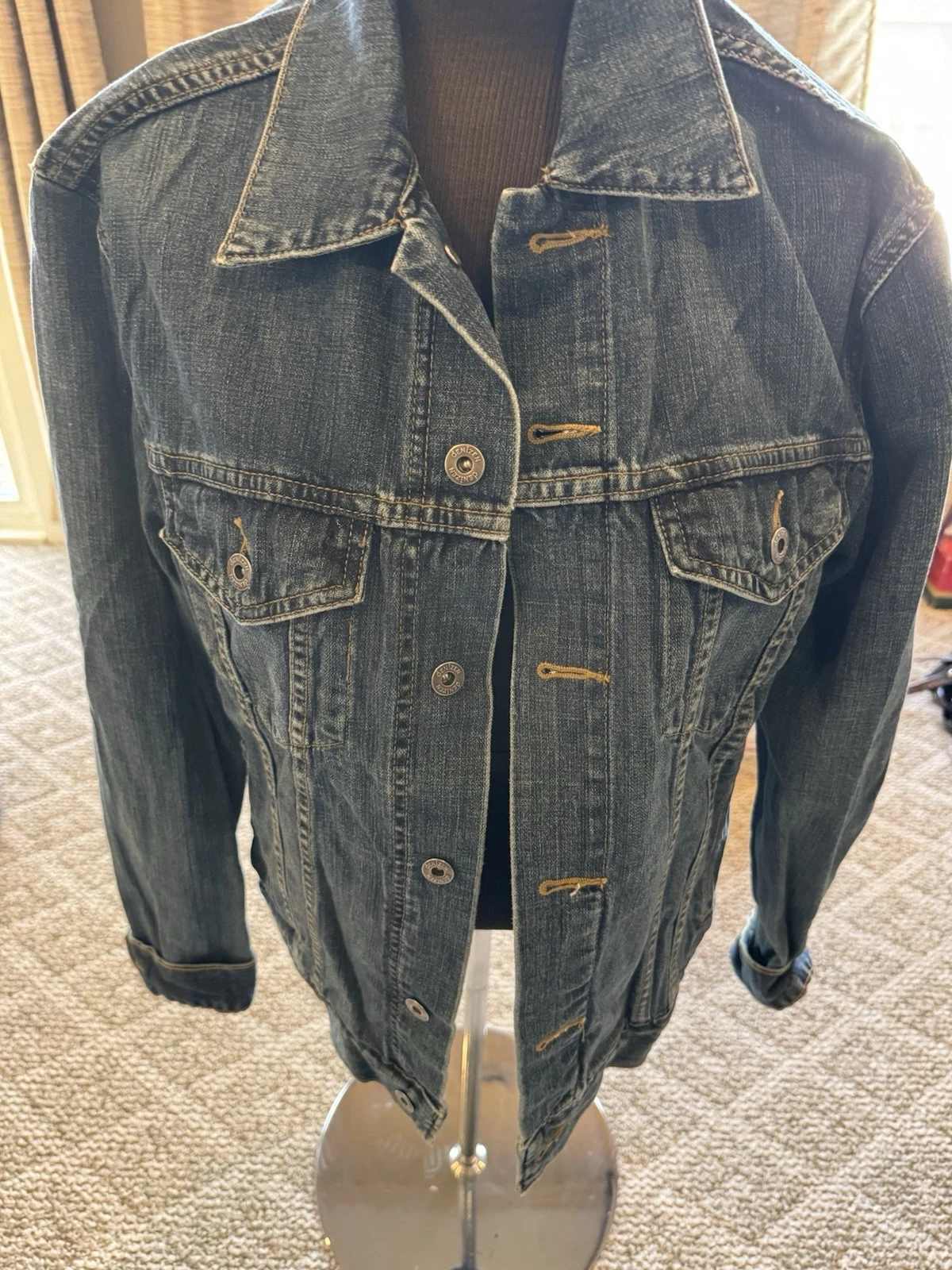 DENIZEN Men's Blue Denim Jacket Button Front Short Casual Solid Size L