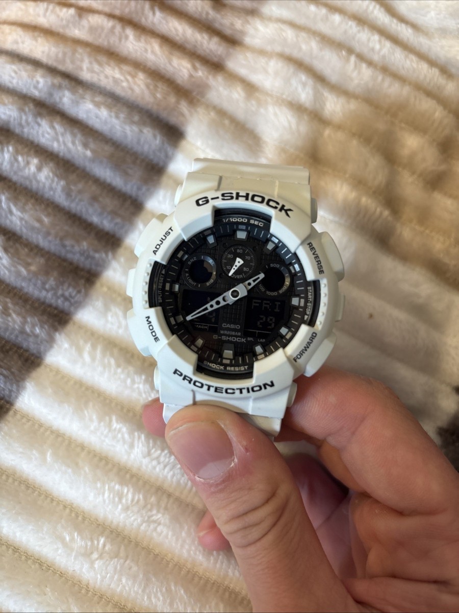 Casio G-Shock GA-100L Men's Watch White Black Analog Digital 5081