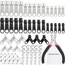 TecUnite 85 Pieces Zipper Repair Kit Nylon Zipper Pull Replacement with Instr...