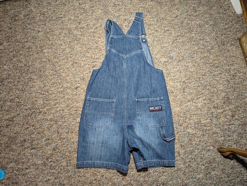 Disney Mickey Mouse Denim Overalls Shortall Shorts Size Small American Flag Vtg - Picture 4 of 6