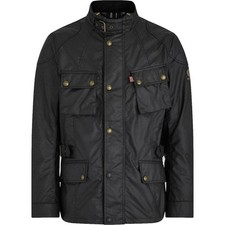 Giacca tecnica Belstaff Crosby moto cotone cerato nero