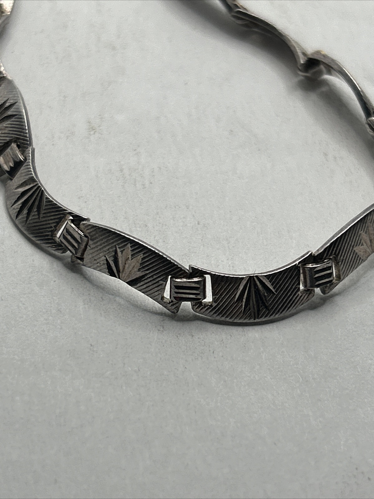 Solid 925 Sterling Silver Link Bracelet textured … - image 2