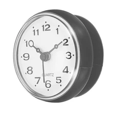 Waterproof Bathroom Clock Mini Round Wall Clocks with Suction Cup Dark Gray