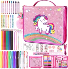 70Pcs Fruit Scented Markers Kit - Kawaii Stationery Set with Unicorn Pencil Case
