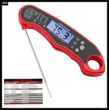 Digital Meat Thermometer 1-2s Instant Read Foldable Probe Red Backlit IP67