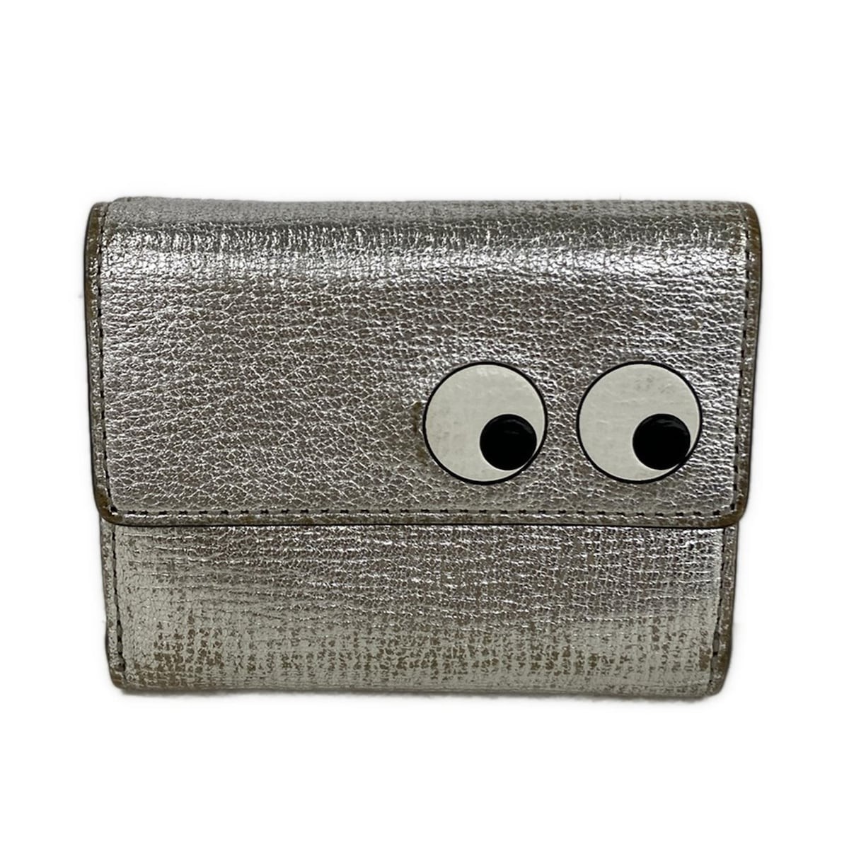 Anya Hindmarch Eyes Silver Leather Trifold Wallet | eBay