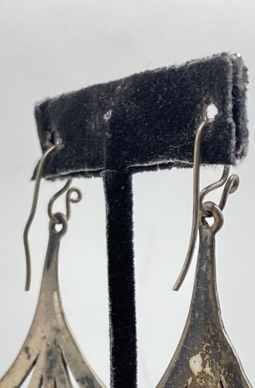 Sterling Silver Open Work Dangle / Drop Earrings … - image 3