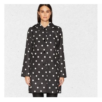 Kate Spade Deco Deborah Dot Rain Coat Jacket Black White Polka Dot XS