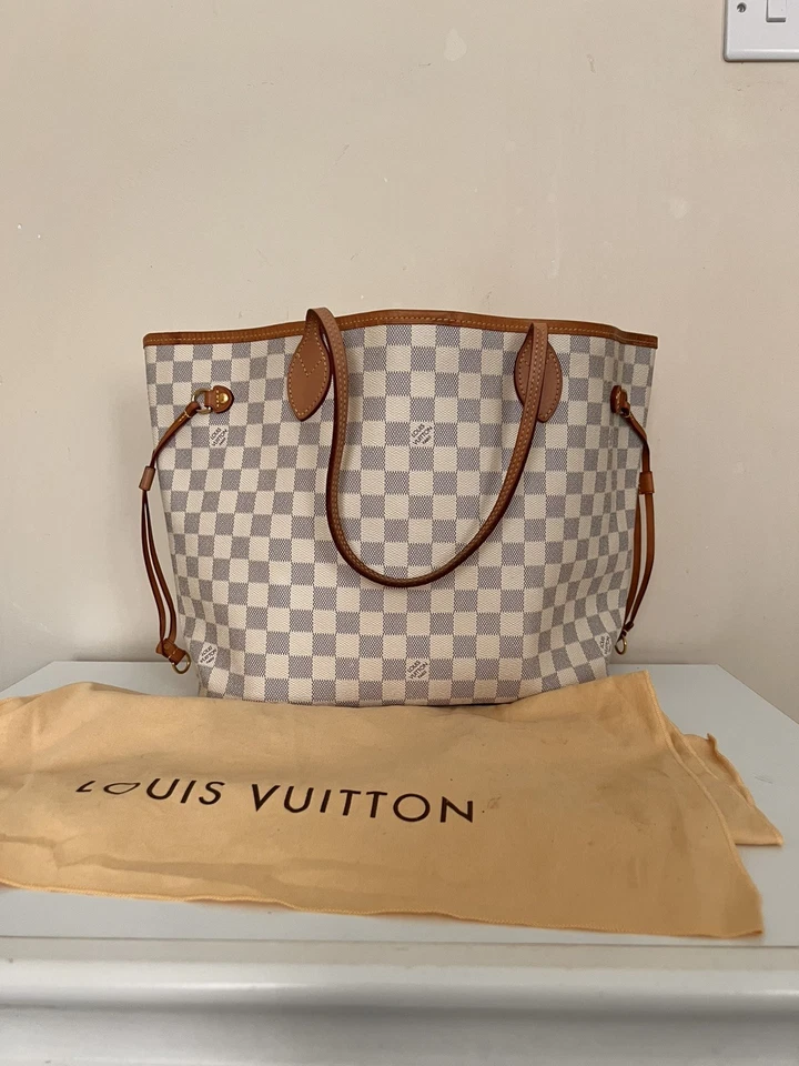 Louis Vuitton Neverfull GM Damier Azur Canvas Tote Bag Rose Ballerine Lining, photo 1 of 5