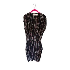 T Bag Los Angeles Dress Small Black Abstract Pattern Asymmetric Short Sleeve