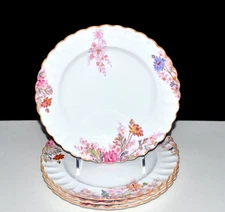 Spode Copeland Chelsea Garden 4 SALAD PLATES Round 8" Flowers Mustard Edge MINT