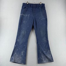 Vintage Sears Kings Road Pants Mens 31x30 Blue Bellbottom Flare 70s Trim  Tight
