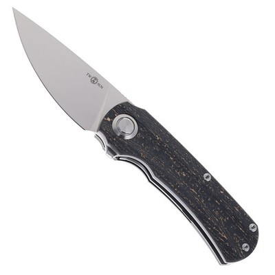 TwoSun Folding Knife Ti/Gold CF Handle YJ01-V1 Plain TS243-YJ01-V1-SW-GOLD-CF
