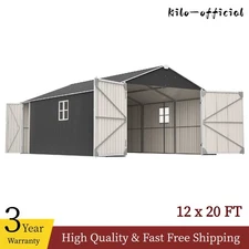 12x20FT Heavy Duty Metal Storage Shed Garden Tool Shed Car Shelter w/Door Window
