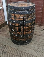 Handcrafted Jack Daniel's Whiskey Barrel Bar Cabinet Upcycled Pub Table Man Cave