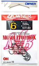 Owner Mosquito Hook Size 6 Super Needle Point Black 10pk Drop Shot Wacky Worming