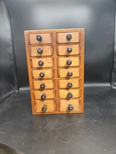 Antique Vintage Spice Apothecary Chest Cabinet Primative 14 Drawer 