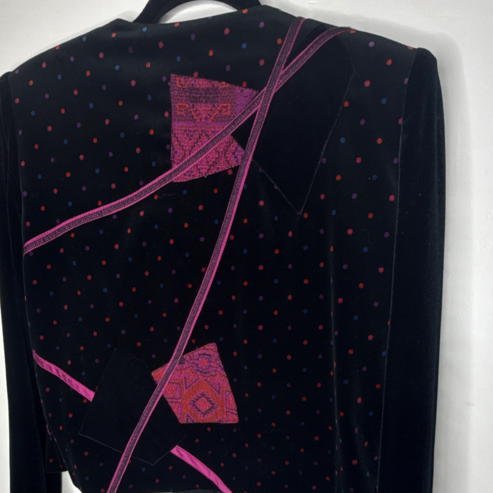 Canvasbacks Black Patchwork Polka Dot Button Jack… - image 7