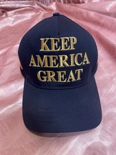 KEEP AMERICA GREAT โ Trump 2020 Snap Back Navy/Gold Hat MADE IN USA