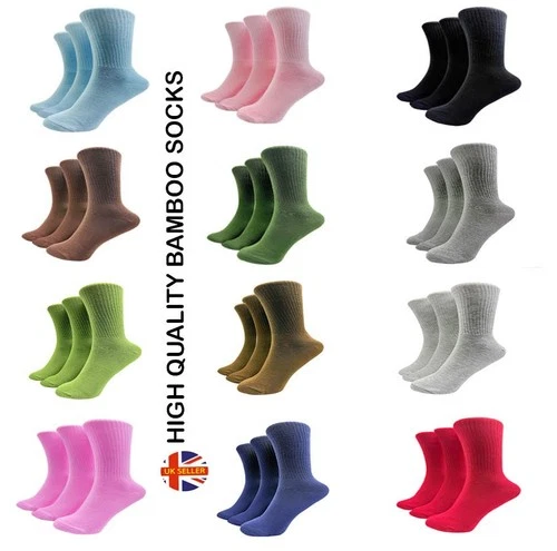 Womens Bamboo Socks Gentle Comfort Socks Soft Plain & Striped 3 Pair 4-8 Ladies