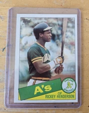 1985 TOPPS O-Pee-Chee Rickey Henderson #115 RARE.  Blue dot on A's diagonal!