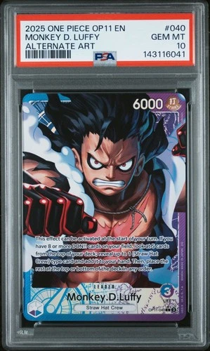2025 One Piece OP11 En Monkey D Luffy Alternate Art #040 PSA 10 Gem Mint