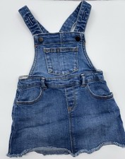 Old Navy Infant Girls Denim Jumper Dress Overalls Frayed Hem 12-18 Months Mos