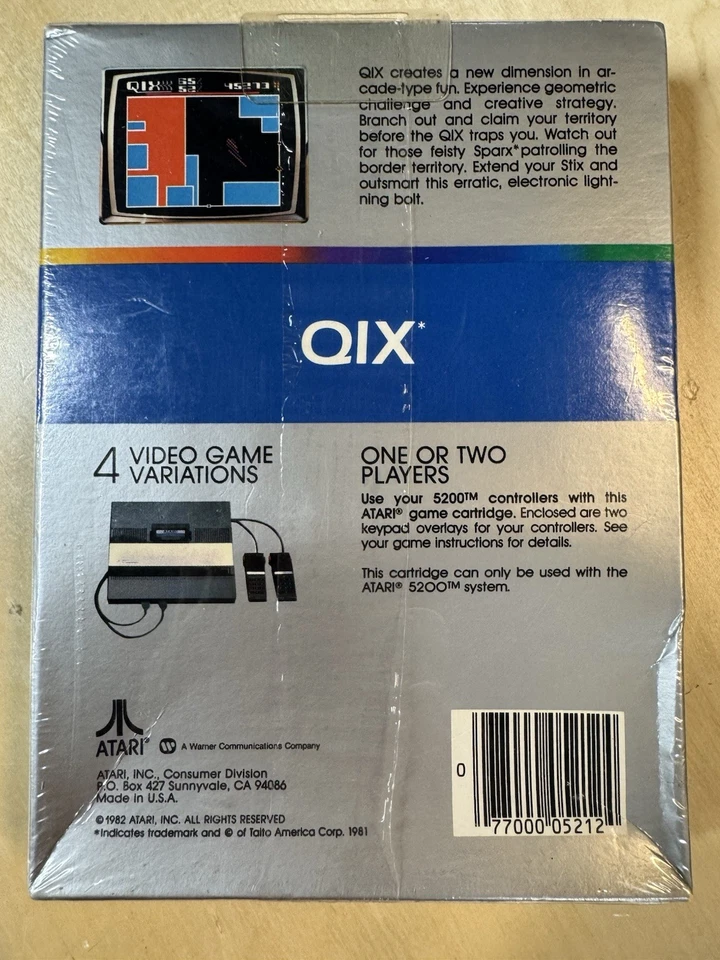 Atari 5200 Qix Brand New Factory Sealed - Clear Protector - Image 4 of 4