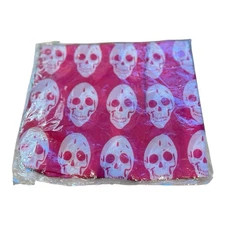 Raj Anthropologie 100% Cotton Scarf Pink Skull Halloween Made In India 34”x43”