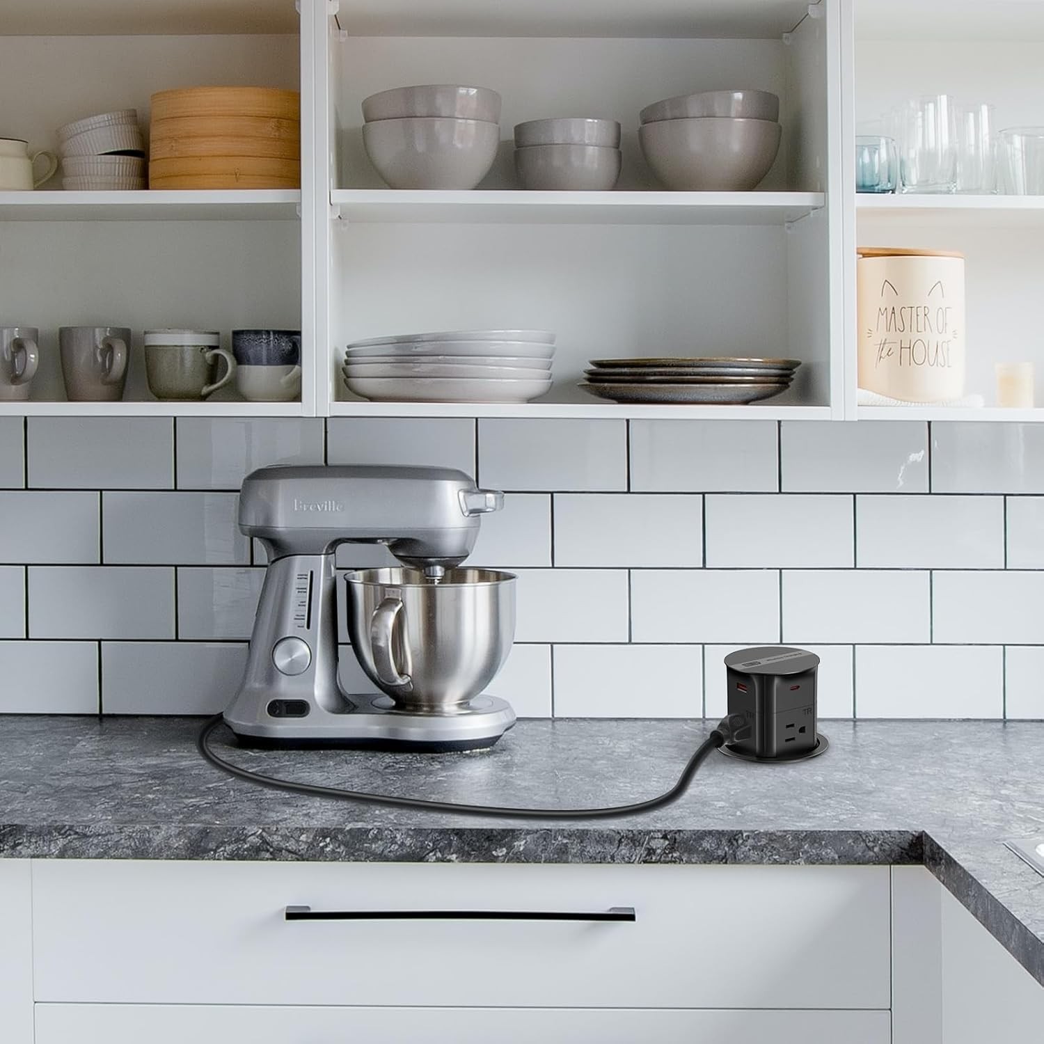 ANNQUAN 3.15" Pop Up Outlet with 15W Wireless Charger Max 20W Power Delivery NEW