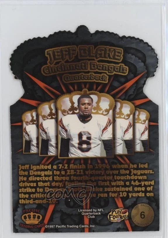 1997 Pacific Crown Collection Gold Crown Die-Cuts Jeff Blake #6 - Image 2 of 2