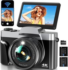 Digitalkamera mit WLAN 4K 64MP WiFi Fotokamera mit 3″ 180° Klappbildschirm